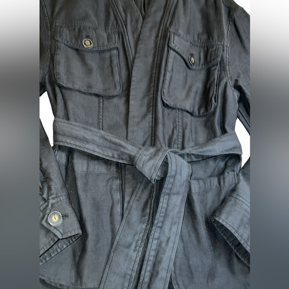 {EUC Free People In Our Nature Washed Black Tie Waist Cargo Jacket Medium} - Picture 6 of 13